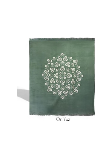 Bigghome Çintemani Yeşil Çift Kişilik Battaniye 200 X 220 Cm Karışık