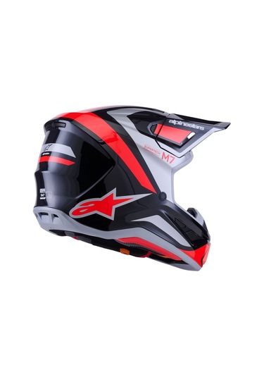 Alpinestars Sm7 Rıs Off-Road Cross Kaskı Gümüş - Kırmızı -  Siyah