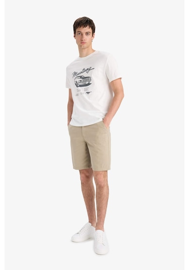 Defacto %100 Pamuk Regular Fit Bermuda Şort E1231ax25smkh488 Haki