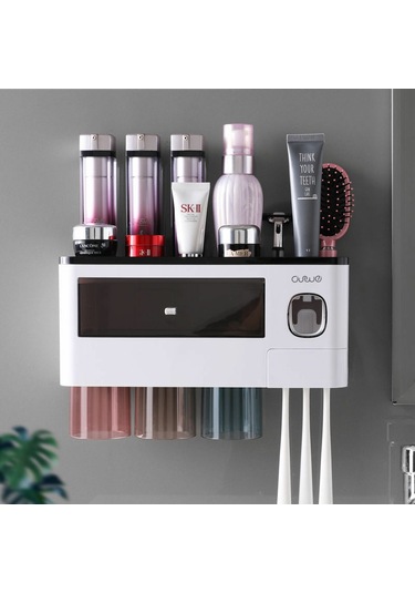 Geeksen Siyah 3'lü Gerektirmeyen Diş Fırçası Askısı - Black Su Geçirmez Braketli Duvar Askılığı Diğer