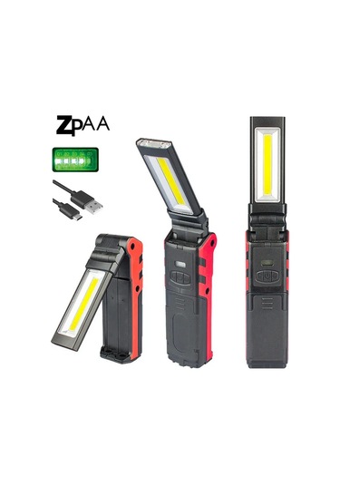 Usb Şarj Edilebilir Led Cob Çalışma Işığı Katlanabilir Kırmızı