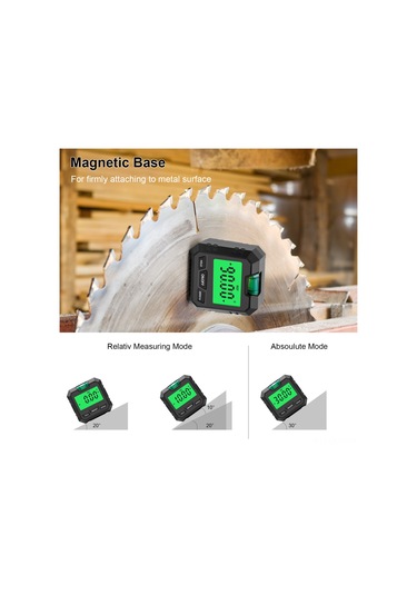 Qingmipy Dijital Açı Ölçer Siyah, Seviye Balonu, 0.2 Doğruluk, 0.1 Artımlı, Mıknatıslı Taban, 2xaaa Pil Yok