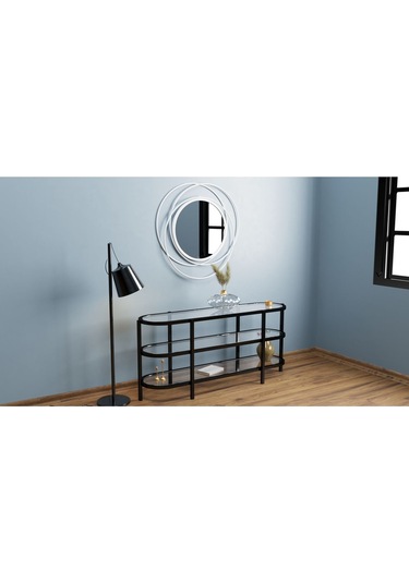 Halkalı Model Metal Dekoratif Duvar Aynası Beyaz