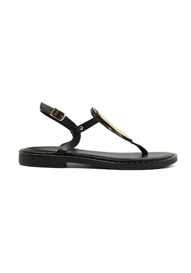 19 Black Sandalet Kadın 22035 Myconian 2025 Greek Sandal Siyah