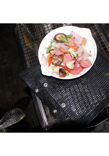 Homyl Açık Barbekü Izgara Örgü Çanta Yapışmaz Isıya L Siyah