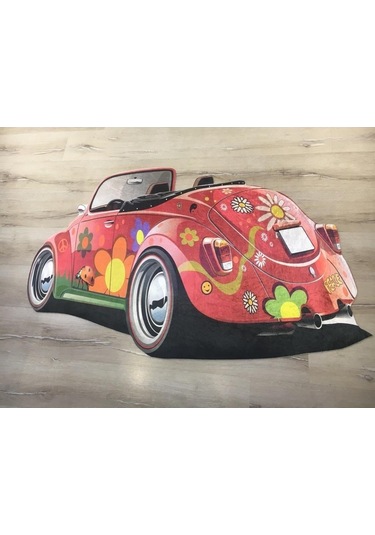 Yamalıhome Vosvos Araba Şekilli Halı Kc07Kırmızı 100X140 Cm Çok Renkli