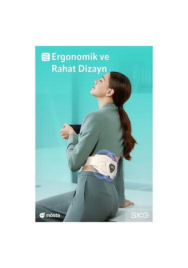 Skg W9 Pro Tens-Ems Bel Ve Sırt Masaj Aleti, Isı Terapisi-Termoterapi, Fototerapi Bel Kemeri Krem