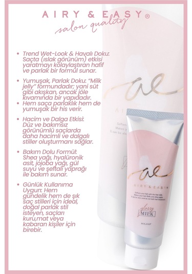 Cosmetex Roland Airy & Easy Glossy Hair Milk Jelly Besleyici Ve Parlak Saç Bakım Şekillendirici 100 ML