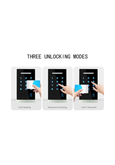 Reedark Su Geçirmez Mavi Arka Işıklı Siyah Kart Veya Şifreli Geçiş Kontrol Paneli