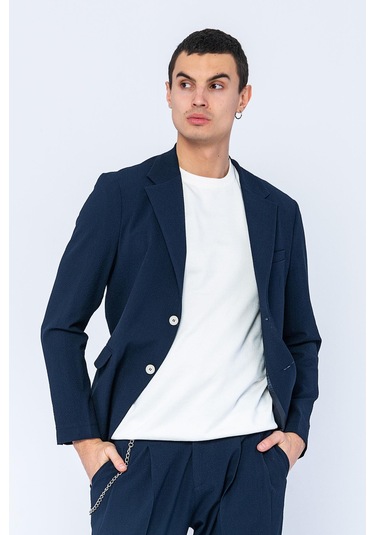 Cekmon Erkek Slim Fit Cepli Düğmeli Bürümcük Kumaş Klasik Ceket 001