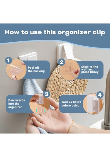 Geeksen Siyah Zımba Kanca Seti 6 Adet - Delme Yok Otomatik Yapışkan - Kaymazsız Yaylı Tutucu Duvar Takımı Siyah