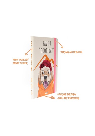 Desenli Sert Kapak Lastikli Defter A6 Turuncu