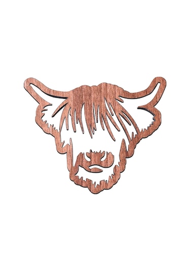 Hayvan Tasarımlı Ahşap Bardak Altlıkları,ahşap Highland İnek Bardak Altlıkları Kahverengi