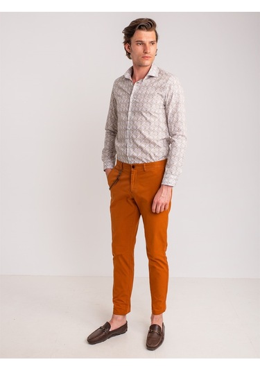 Dufy Yeşil Erkek Slim Fit Paul Yaka Uzun Kol Gömlek - 60631 Yeşil