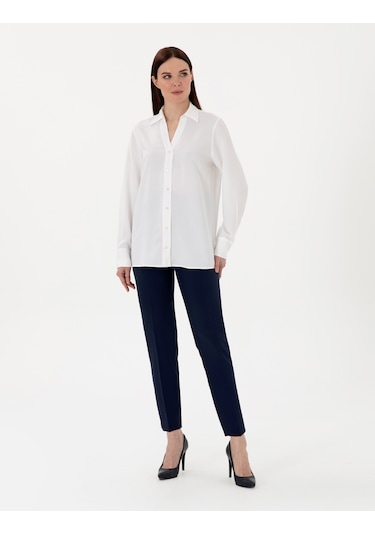 Pierre Cardin Kadın Beyaz Gömlek Desenli 50311566-vr013 Beyaz