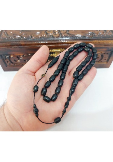 Soma Tesbih Akay Usta İmzalı Kapsül Kesim Abanoz Ağacı Tesbih... Ölçü: 8 X 12