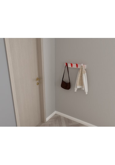 Hepsi3boyutlu Modern Duvar & Kapı Kanca Askılık - 4 Adet Kırmızı Kanca Askılık - Model No : 5 Kırmızı
