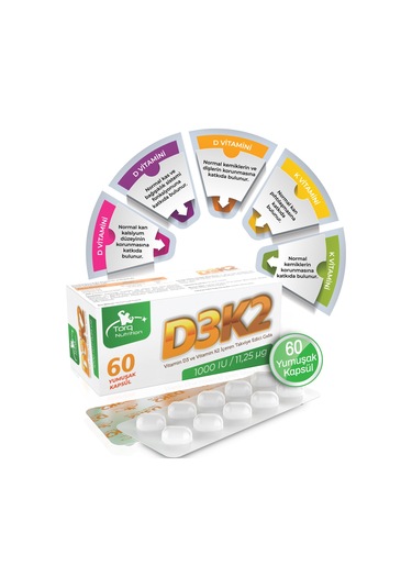 Torq Nutrition D3k2 1000 IU 11.25 Mcg 60 Yumuşak Kapsül