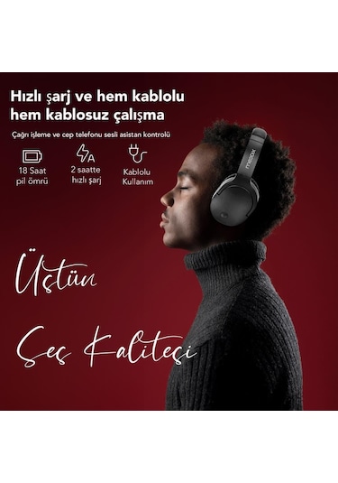 Moodix KO23BT1100B Bluetooth Kulaküstü Kulaklık