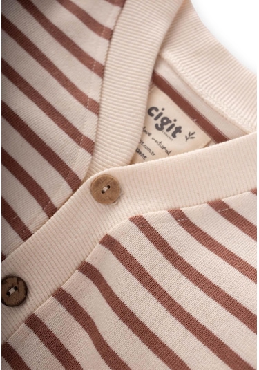 Cigit Çizgili Hırka 2-10 Yaş Kahverengi Kahve