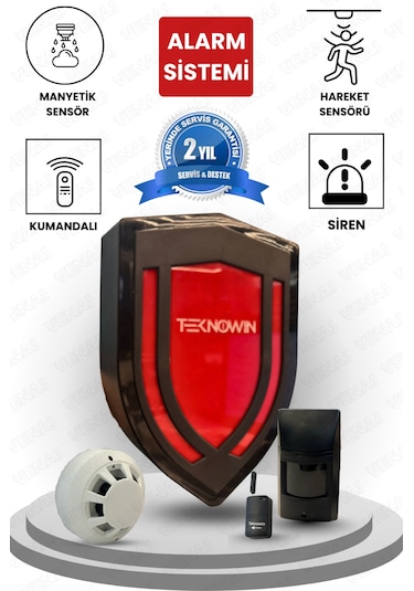 Profesyonel Kablosuz Alarm Sistemi Manyetik + Hareket + Duman Sensörlü