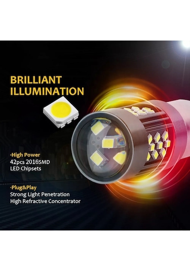 Sones 1 Çift 7440 12v 7w Strobe Araba Led Sis Farı Mavi Işık