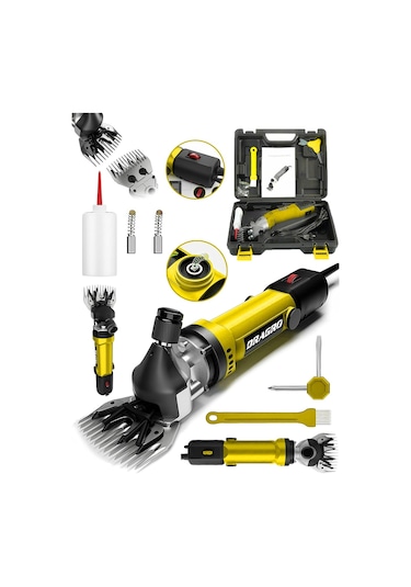 Dragro Alman Drg-4200w Devir Ayarli Bakir Sargili Çelik Şanzuman Koyun Keçi Kirkma Makinesi -sarı