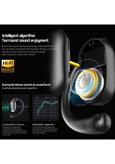 X18 Açık Hava İletim Kablosuz Bt Kulaklıklar, Kulağa Takılan, Kulakta Olmayan, Dijital Ekranlı Enc Gürültü Azaltma Spor Kulaklıkları