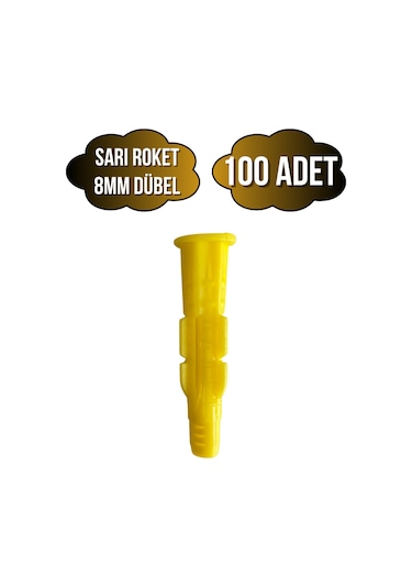Roket Sarı 8mm Dübel Beton Tuğla Briket Dubeli 8mm Sarı Roket 100 Adet