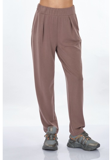 Perspective Lastikli Bel Açık Kahverengi Kadın Pantolon 24790166 001