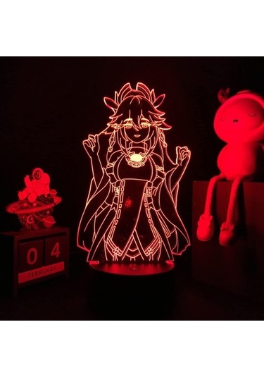 Szypzstore Genshin Etki Oyunu 3d Erkek Için Gece Lambası 16 Renk Kız Odası Dekoru Illusion Led Lamba Usb Oyunu Raiden Shogun Şekil Uygun Çocuk Hayranları Yılbaşı Hediyeleri Hpk4wf Renkli