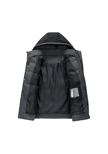 Kış Trendi Yeni Stil Kapşonlu Kalın Sıcak Soğuk Geçirmez Erkek Pamuklu Ceket Siyah