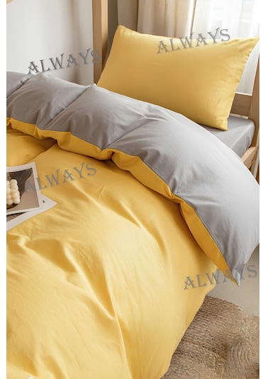 Çarşafı Lastikli Çift Taraflı Tek Kişilik Nevresim Takımı Teksarıgri