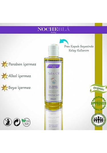 Nochebla Vegan ve Hipoalerjenik Bebek Yağı 200 ML
