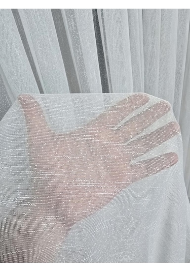 Nokta Çizgi Desenli Şık Tül Perde Ekru 1 E 3 Pileli Et5003santuk