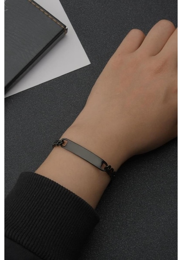 Takı Dükkanı Spotify Şarkı Kodlu Siyah Çelik Erkek Bileklik Ack06isyhc