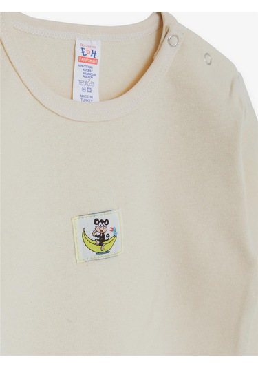 Breeze Erkek Bebek Çıtçıtlı Zıbın Body Maymuncuk Baskılı 9 Ay-3 Yaş, Krem