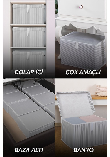 Kapaklı Mega Plus 6'lı Hurç 70x40x30 - Gri Gri