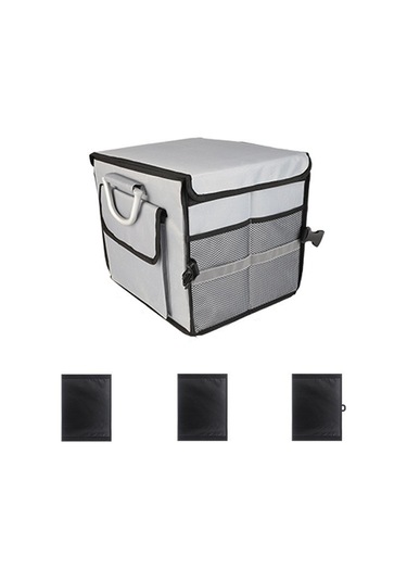 Araba Bagaj Saklama Kutusu Yansıtıcı Şeritler İle Oxford Kumaş Katlama Organizatörü, Renk: Küçük Gri