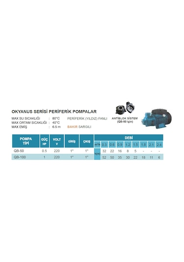 Atlantis Blu Qb-50 - 0.5 Hp - 220v Preferikal Yıldız Fanlı Pompa