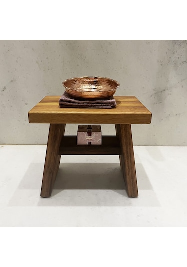 Shark Anatolia Iroko Ahşap Banyo Taburesi Oturak Kahverengi