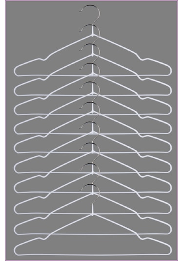 Silikon Kaplı Metal Askı, Beyaz 40 Cm Beyaz, 20 Adet