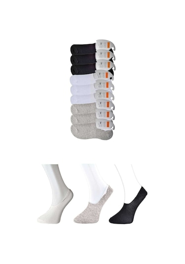 Siyah Gri ve Beyaz Erkek Babet Çorap 9 çift