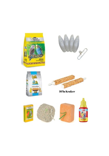 Purecanpati Muhabbet Kuşu İhtiyaç Seti Yem Vitamin Kraker Mürekkep Balığı
