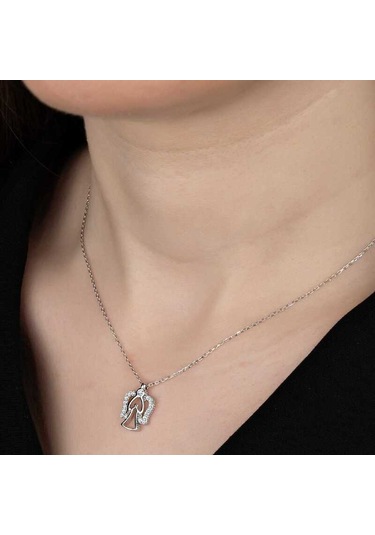 925 Ayar Swarovski Taşlı Gümüş Melek Bayan Kolye