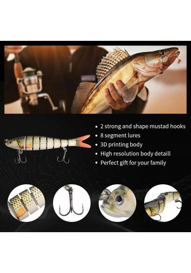 Reedark 13.4cm Çok Eklemli Yapay Yem, Gerçekçi Pike Wobblers, 18.6g Sert Swimbait Crankbait