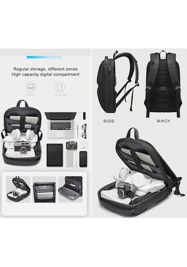 Bange BG7261 USB Şarj Portlu Laptop Notebook Sırt Çantası Siyah