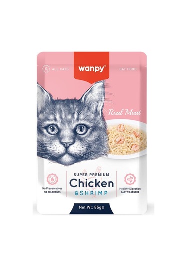 Wanpy Pouch Tavuklu & Karidesli Yaş Kedi Maması 85 G