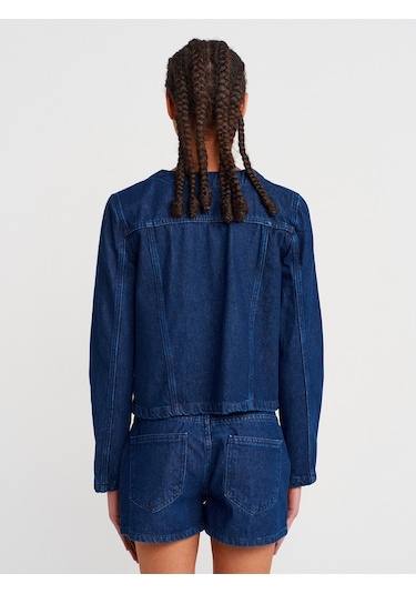 Dilvin 65365 Dört Cepli Kısa Denim Mont-lacivert Lacivert