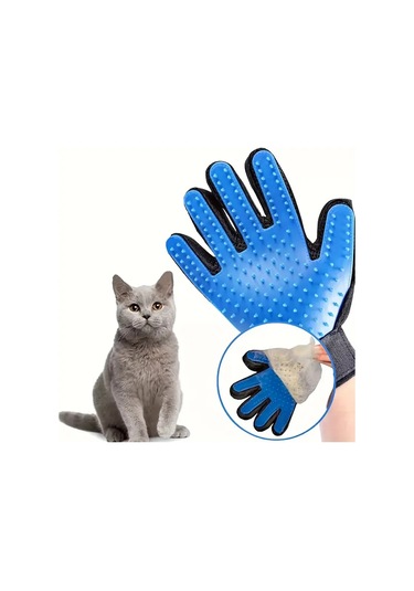 Springsun Evcil Hayvan Eldiveni - Kedi, Köpek, Tavşan Ve At Tüy Temizleme Eldiveni, Masajlı Banyo Fırçası Mavi